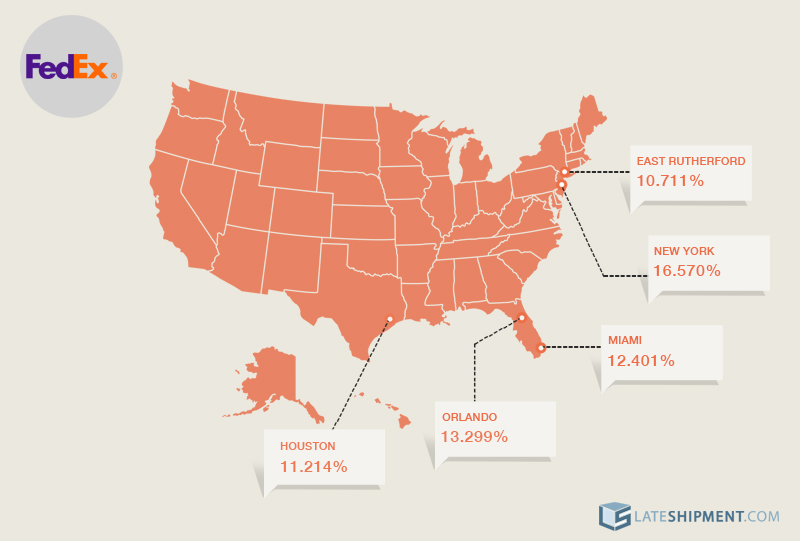 fedex geographical representation of delays