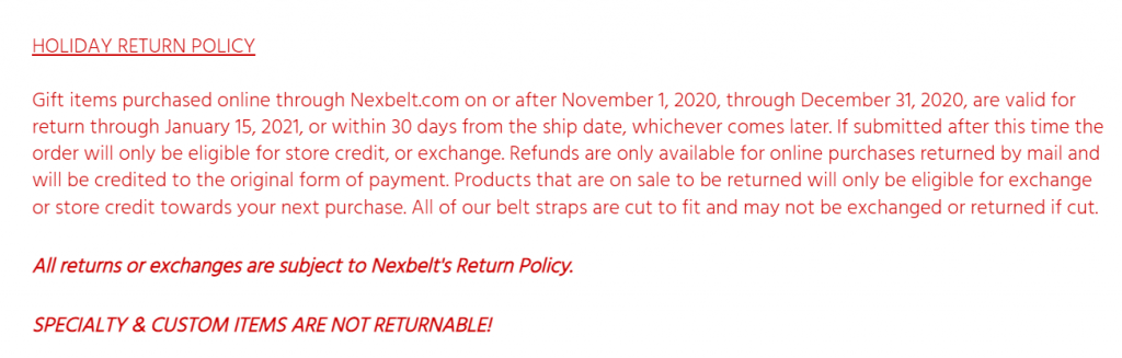 Insight #6 - Clear Return policy for the holiday season