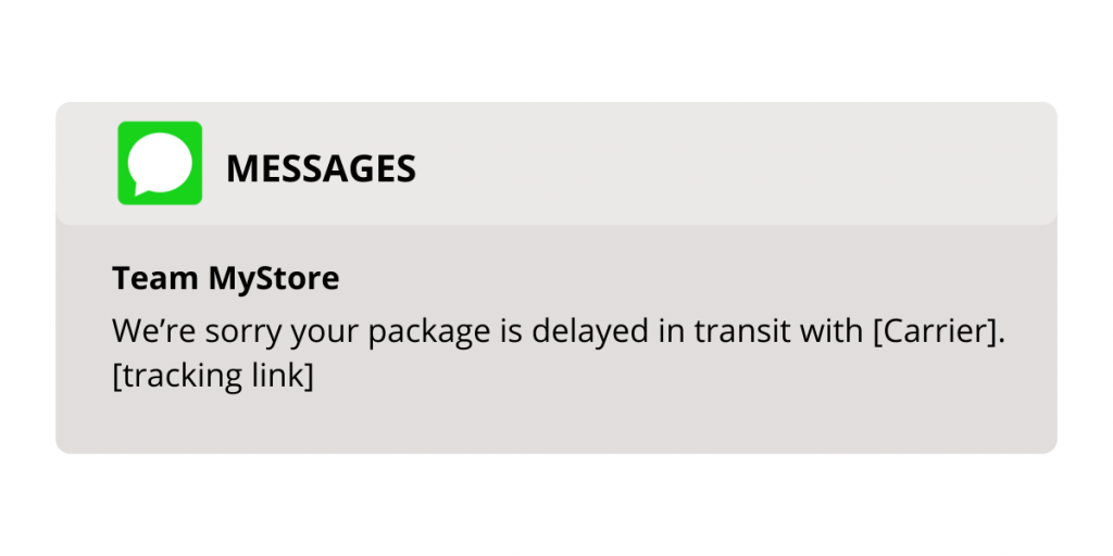 In-transit with delays SMS Shipping notifications