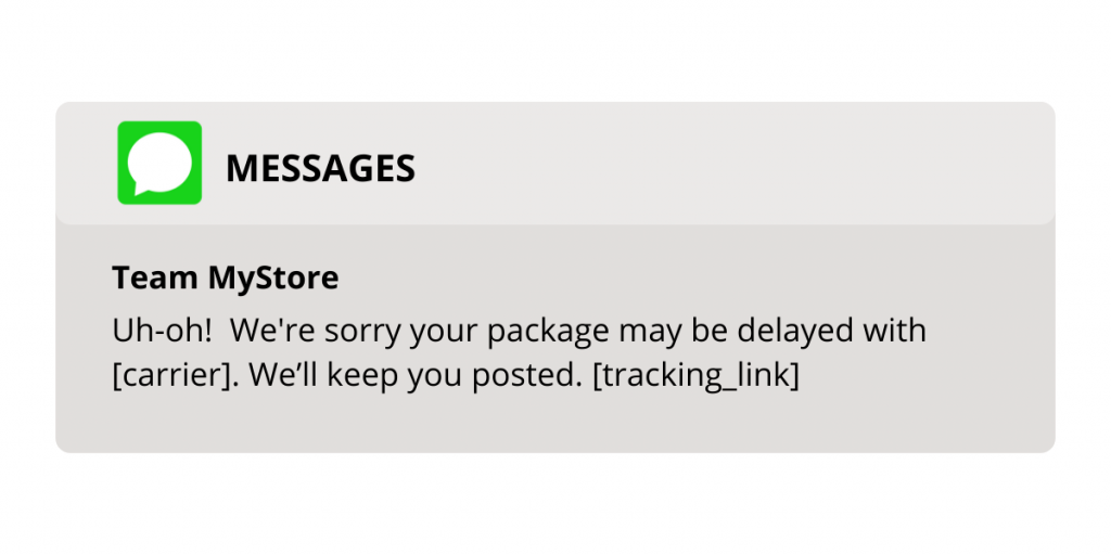 Proactive customer service -Delay predicted SMS Shipping Notifications