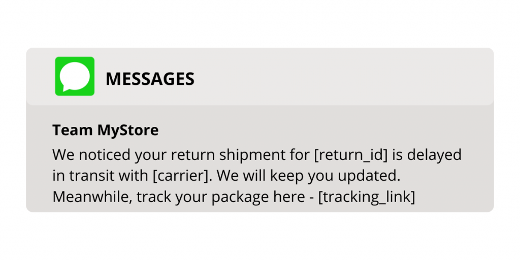 Returns in-transit SMS shipping notifications