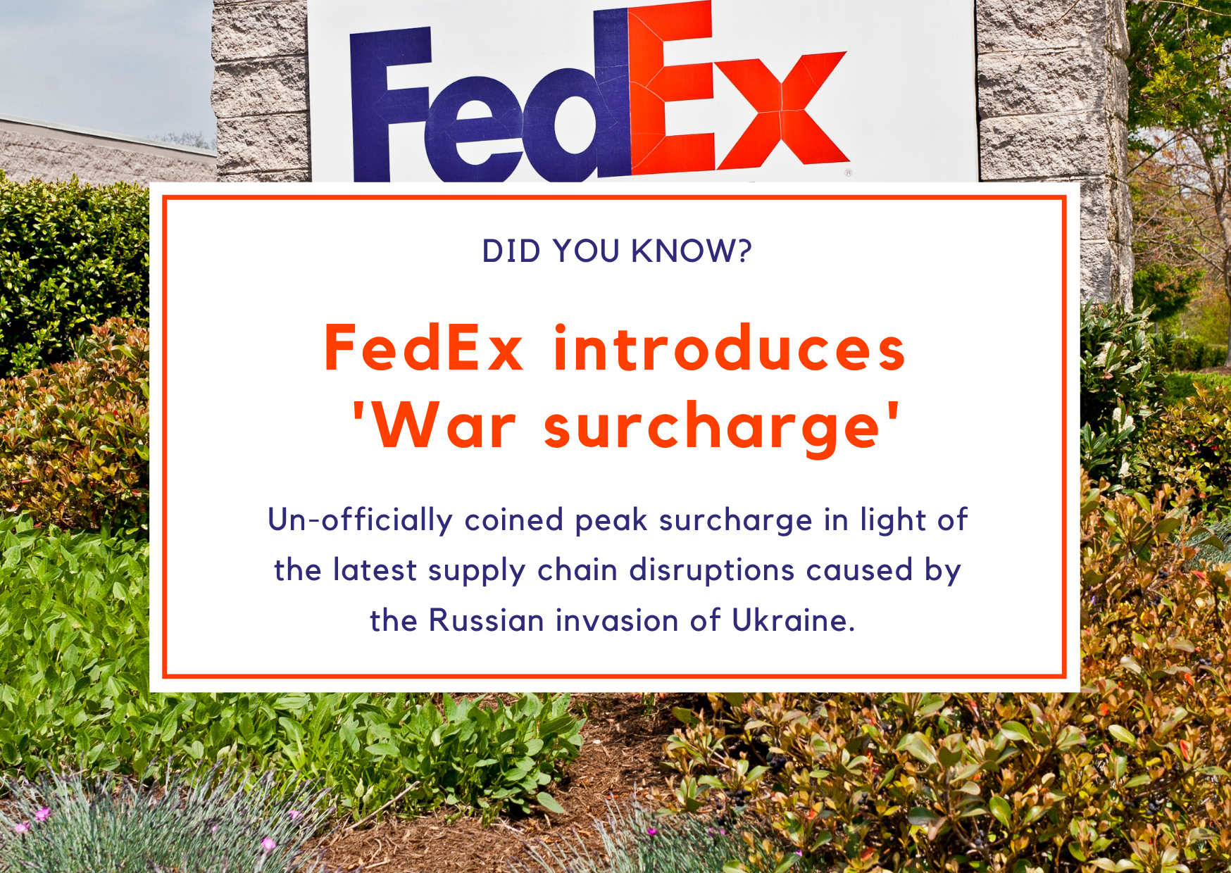 FedEx war surcharge in light of the invasion of Russia on Ukraine 1
