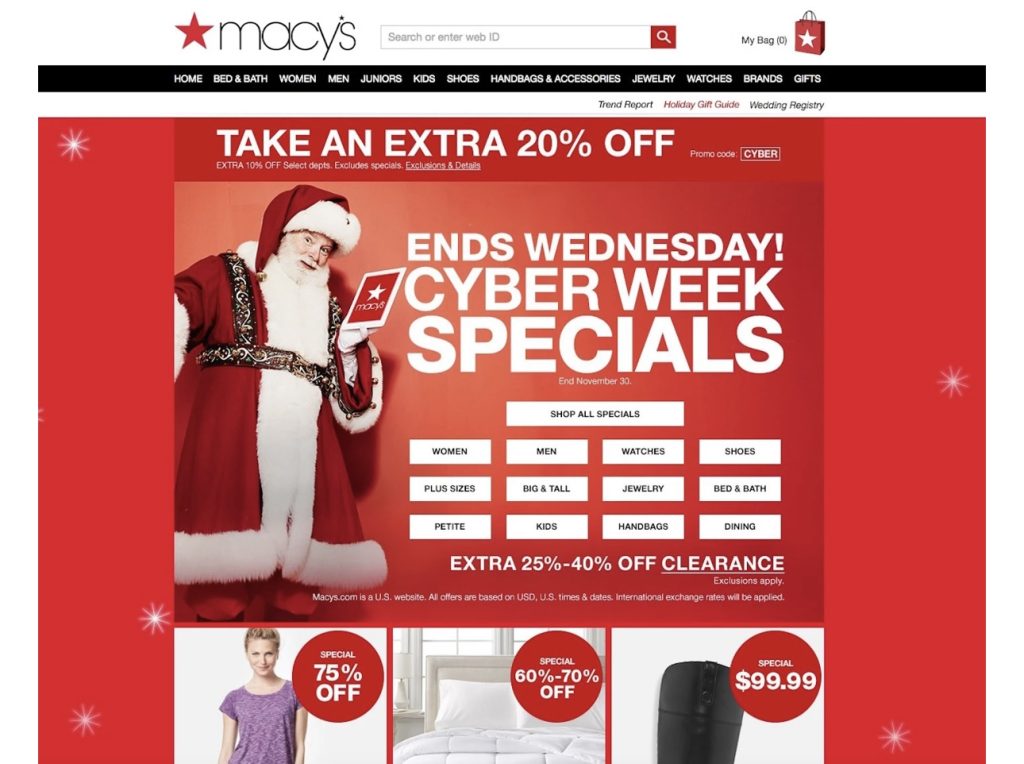 Macy's Homepage for the Holiday Season
