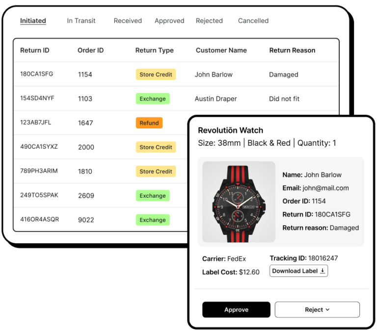 Returns management portal